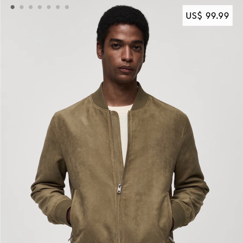 MANGO MAN “Bero” Bomber Jacket. Suede-like. Size: L. NEW.